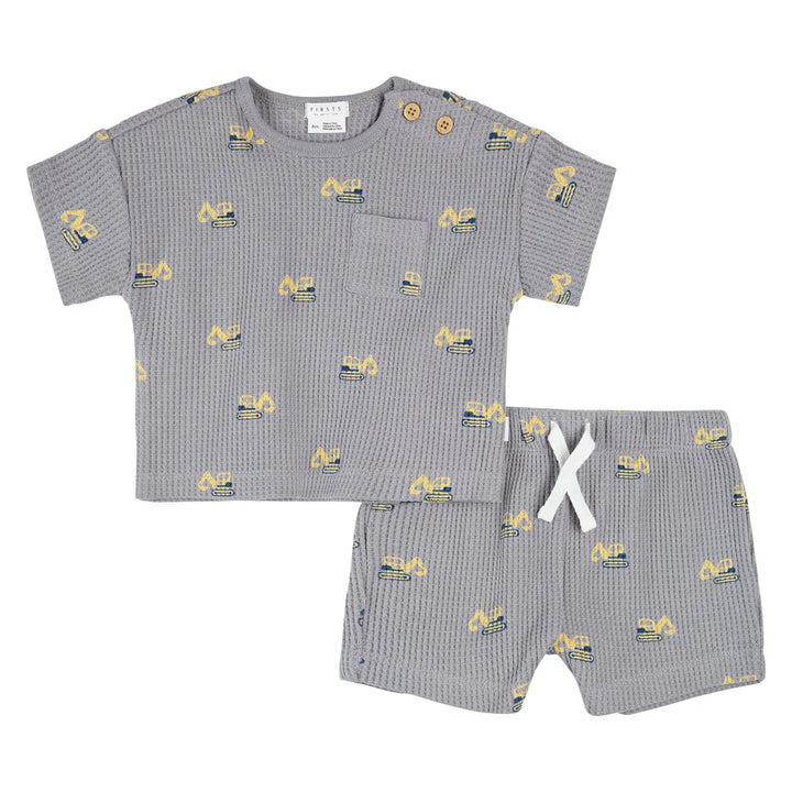 Petit Lem Baby Boy 2Pce SS Top and Short Set  26SGW31E01  Medium Grey **