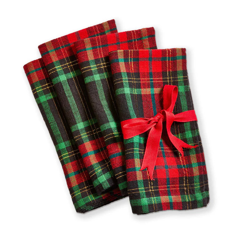 Tag Christmas Plaid Napkin Set/4
