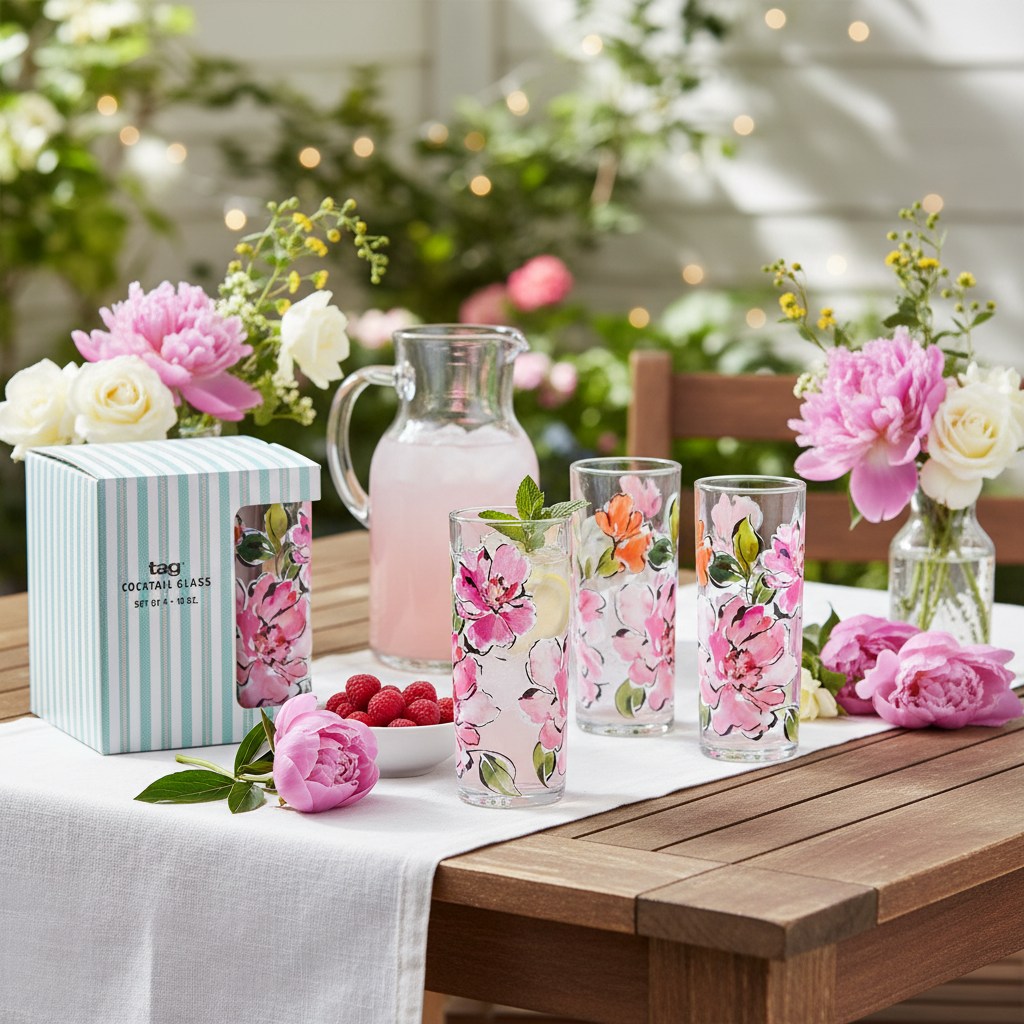 Tag In Bloom Glass Set/4 G20827