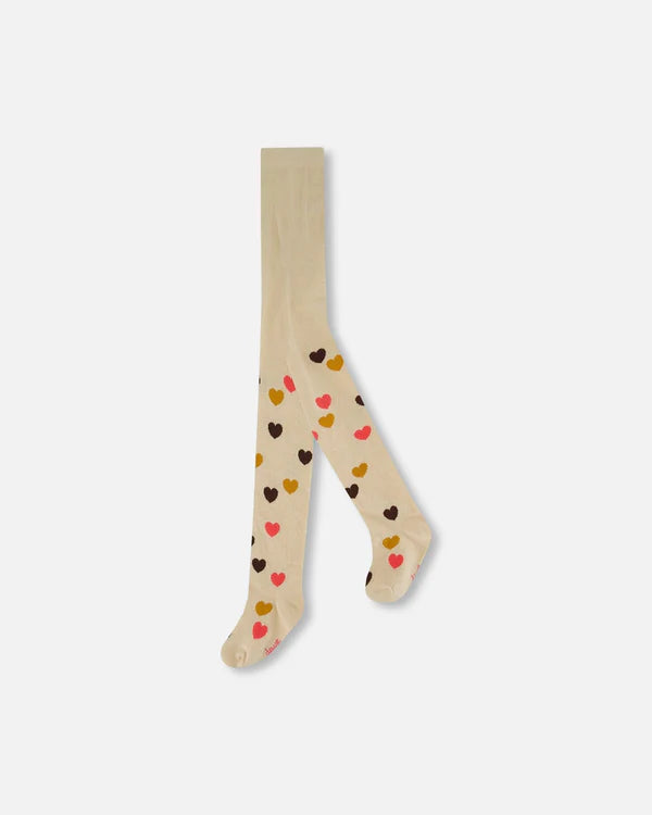 Deux par Deux Girls Tights with Hearts  G20HT  Pastel Rose *