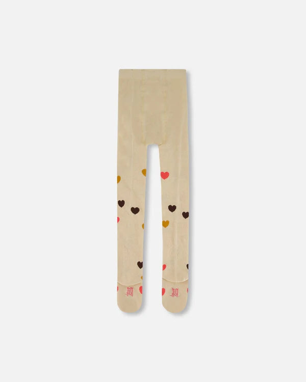 Deux par Deux Girls Tights with Hearts  G20HT  Pastel Rose *