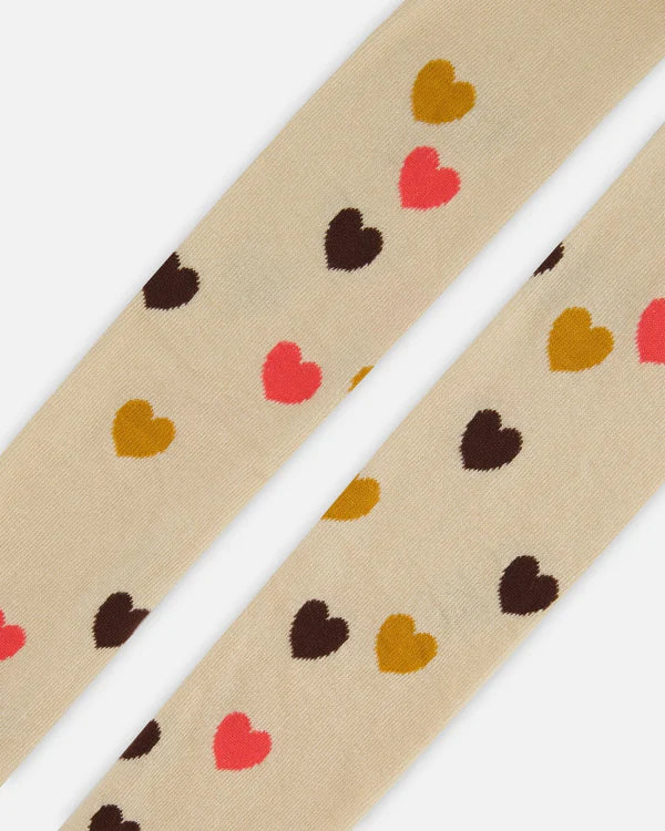 Deux par Deux Girls Tights with Hearts  G20HT  Pastel Rose *