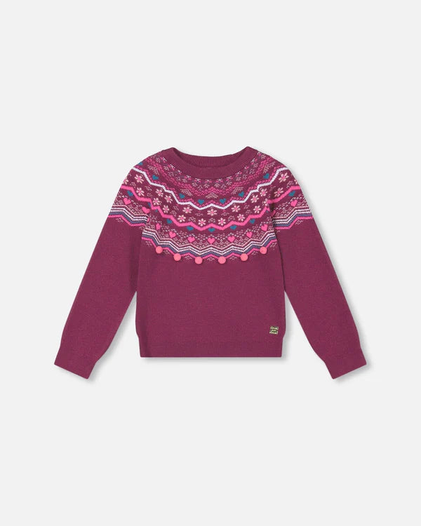 Deux Par Deux Girls Knit Sweater  G20IT72-540  Amarnth **