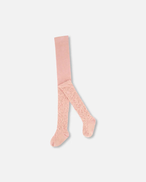 Deux par Deux Girls Floral Jacquard Tights  G20JT  Rosette *