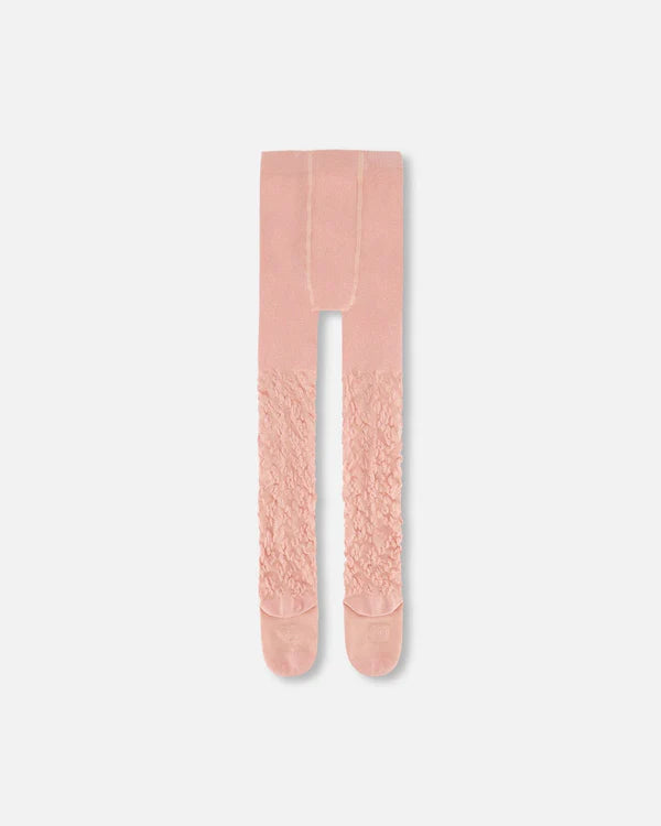 Deux par Deux Girls Floral Jacquard Tights  G20JT  Rosette *