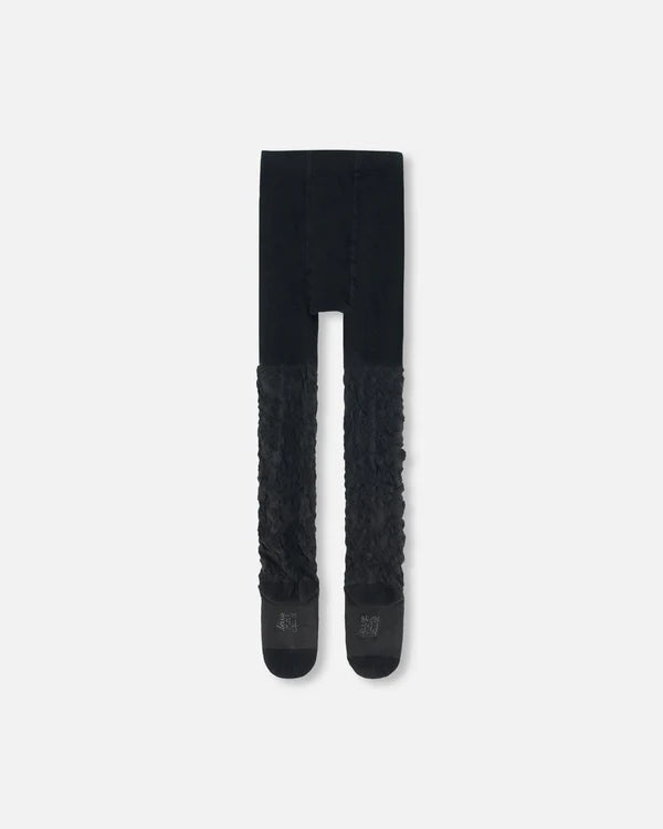 Deux par Deux Girls Floral Jacquard Tights  G20JT  Anthracite **
