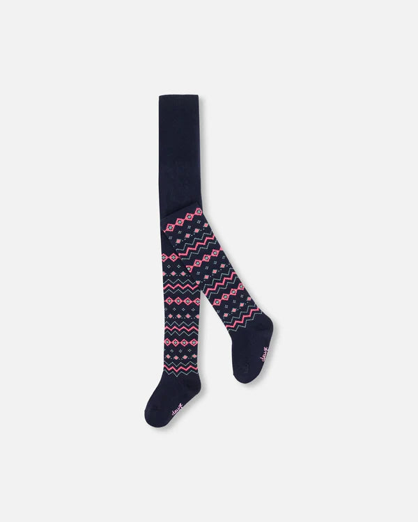 Deux par Deux Girls Norwegian Jacquard Tights  G20KT  Peacoat **