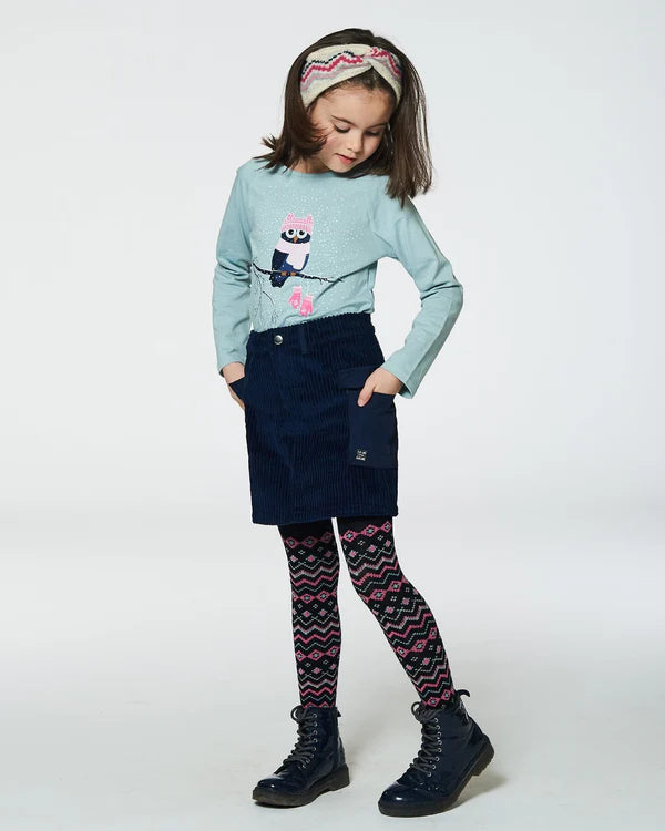Deux par Deux Girls Norwegian Jacquard Tights  G20KT  Peacoat **