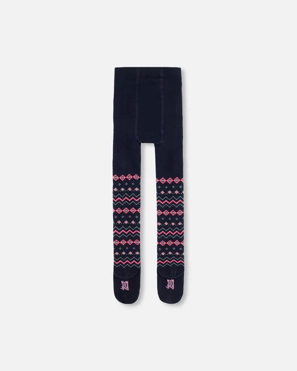 Deux par Deux Girls Norwegian Jacquard Tights  G20KT  Peacoat **