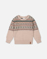 Deux Par Deux Boys Sweater with Norwegian Jacquard  G20UT76  Oatmeal