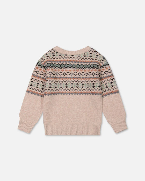 Deux Par Deux Boys Sweater with Norwegian Jacquard  G20UT76  Oatmeal **