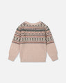 Deux Par Deux Boys Sweater with Norwegian Jacquard  G20UT76  Oatmeal