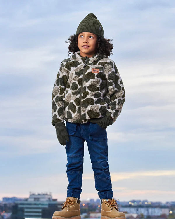 Deux Par Deux Boys Reversible Mid Season Jacket  G20W60  Kombu green *