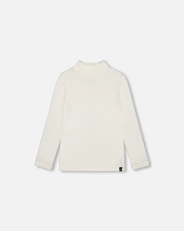 Deux Par Deux Girls Brushed Rib Mock Neck Top  G20YG71  White *