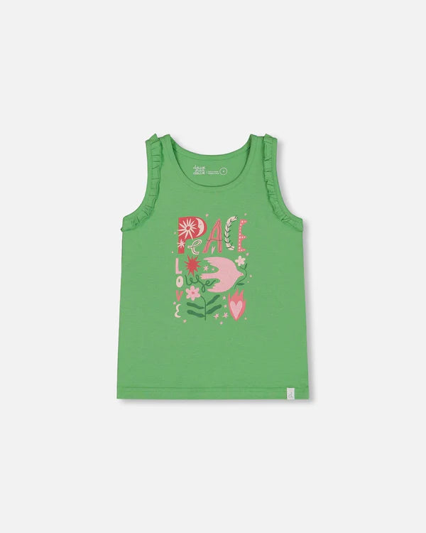 Deux Par Deux Girls Sleeveless Tee   G30J72   Shamrock **