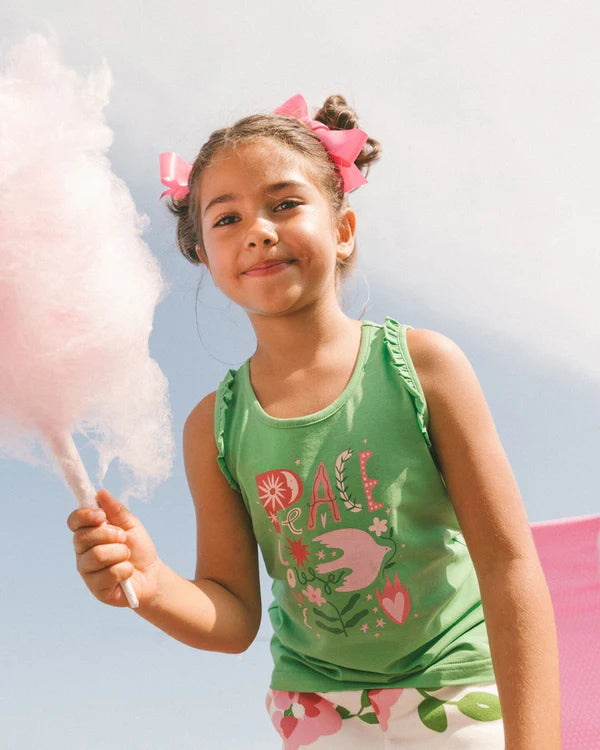 Deux Par Deux Girls Sleeveless Tee   G30J72   Shamrock **