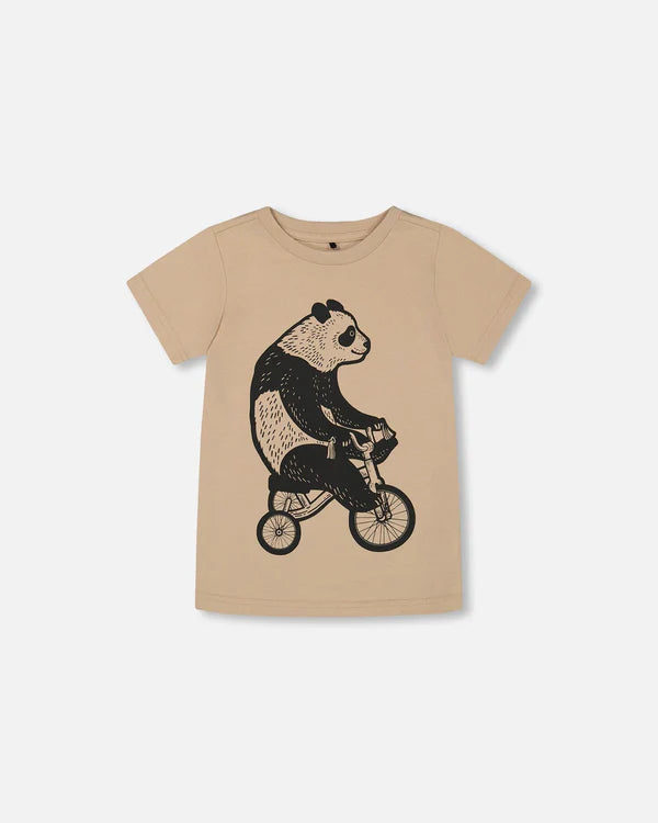 Deux Par Deux Boys Jersey Tee With Print   G30U75  Warm Sand