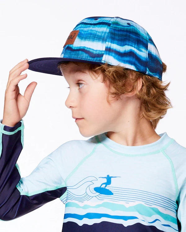 Deux Par Deux Boys Cap   G30VBC   Printed Blue Waves **