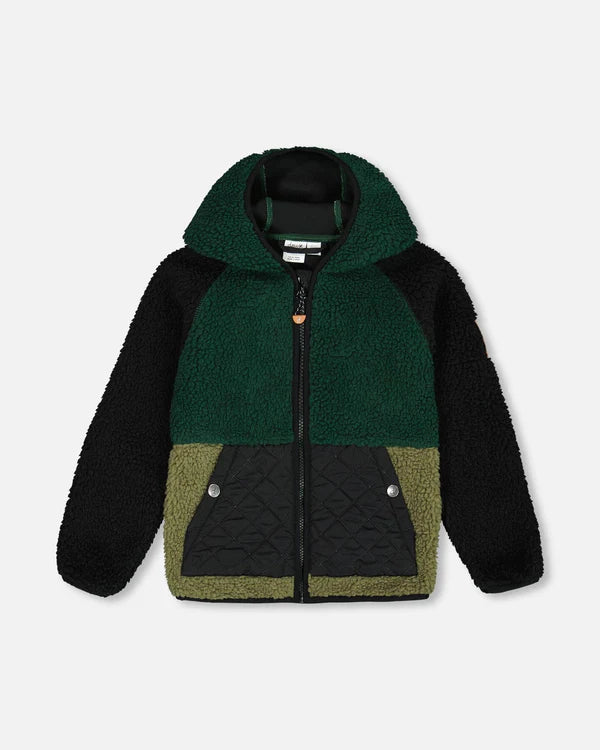 Deux Par Deux Boys Sherpa Jacket   G30W60-394   Deep Teal