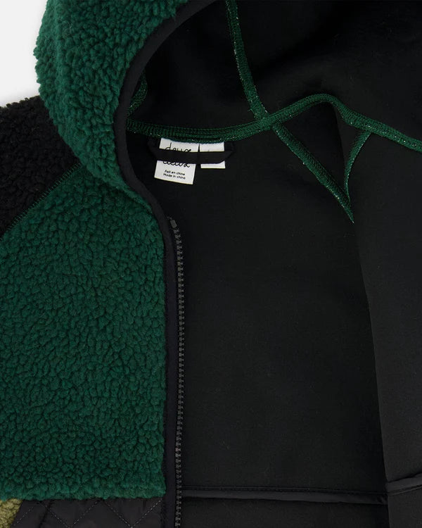 Deux Par Deux Boys Sherpa Jacket   G30W60-394   Deep Teal