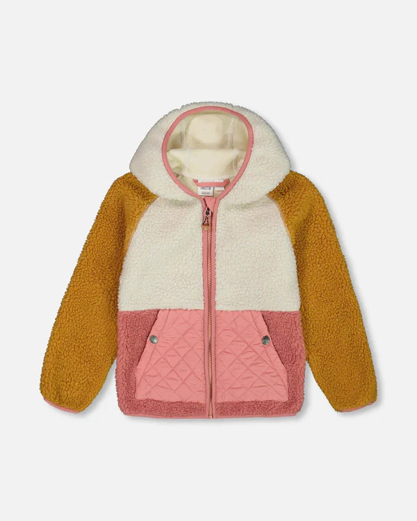 Deux Par Deux Girls Sherpa Jacket   G30W60-670  Desert Rose**