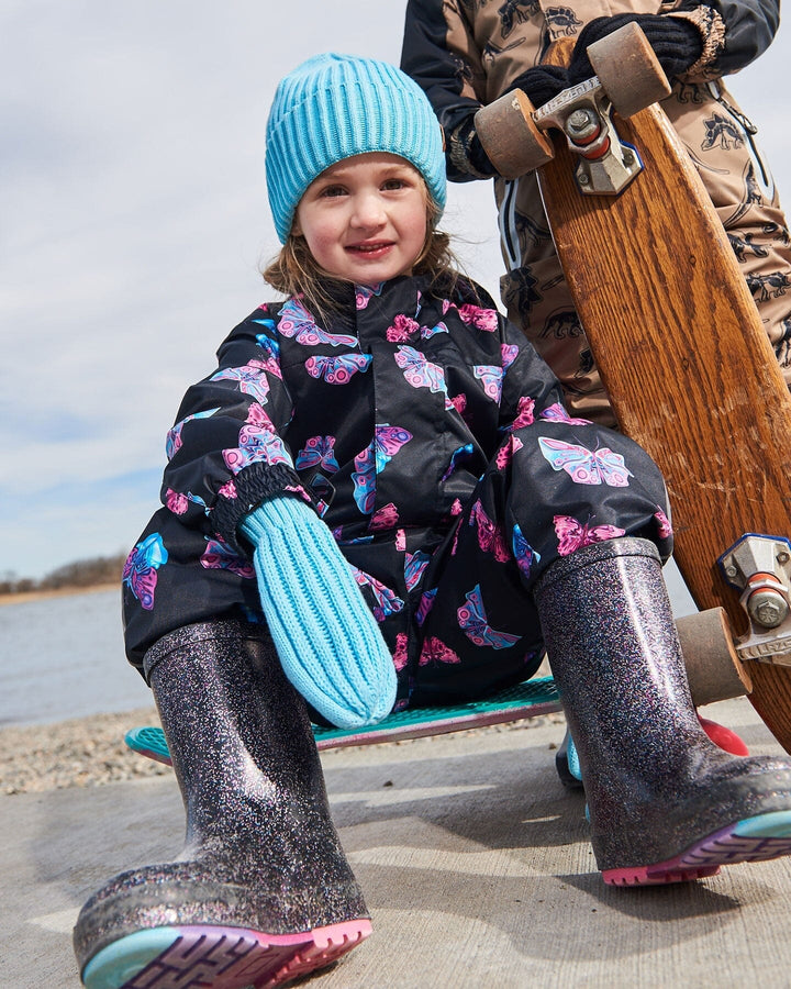 Deux Par Deux Girls Rain Boots   G30WB10   Black With Glitter