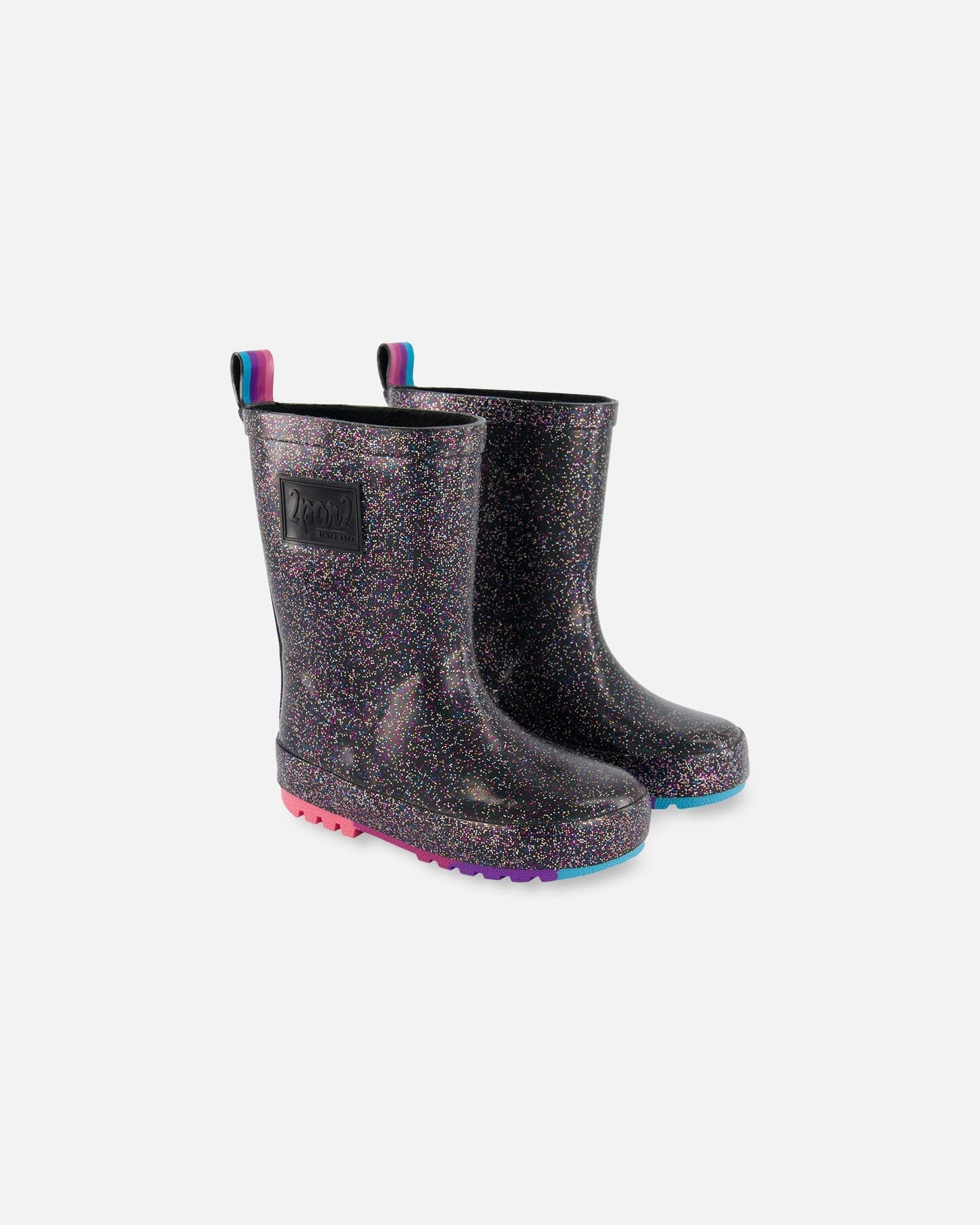 Deux Par Deux Girls Rain Boots   G30WB10   Black With Glitter