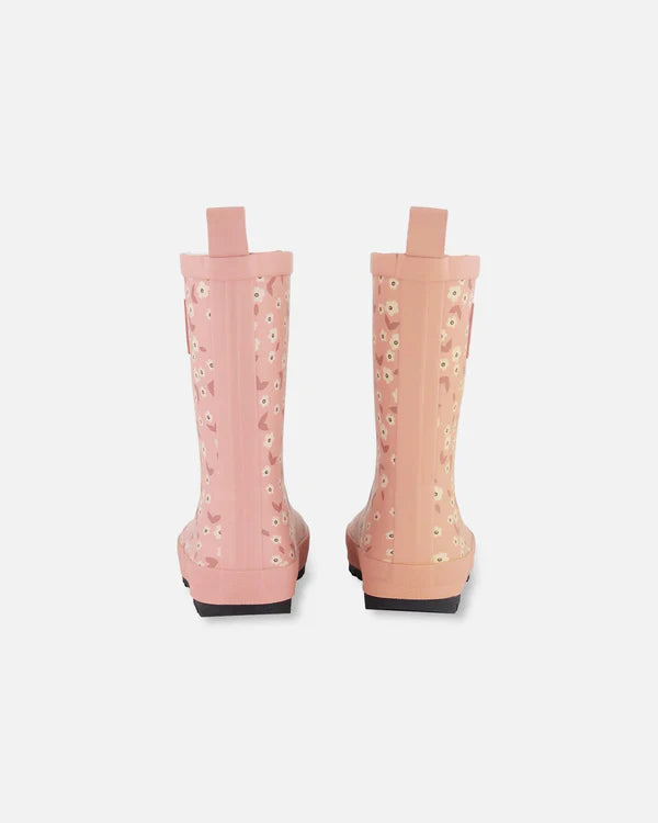 Deux Par Deux Girls Rain Boots   G30WB10   Printed Pink Mini Flowers