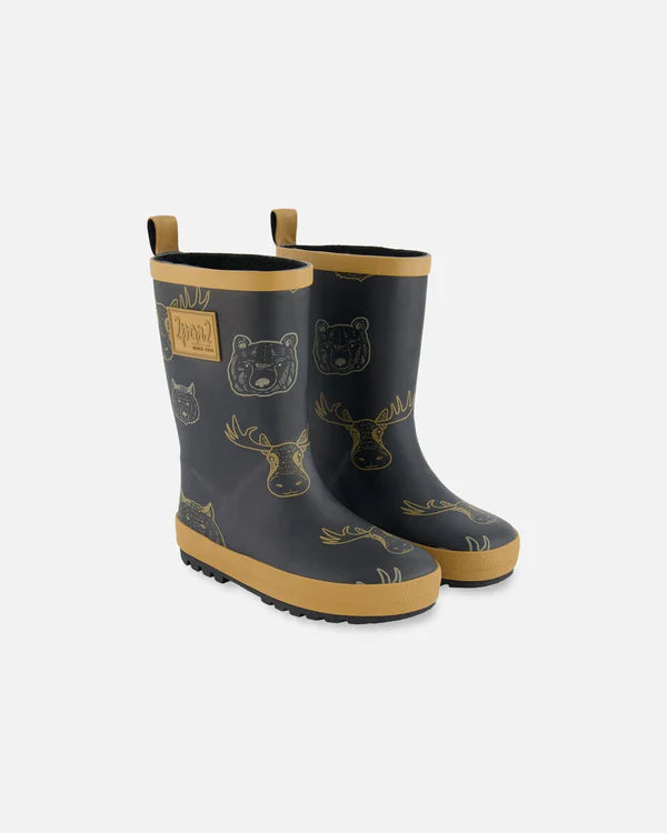 Deux Par Deux Boys Rain Boots   G30WB10   Printed Animals