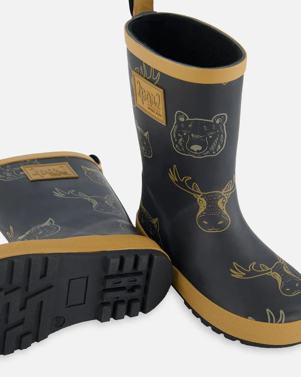 Deux Par Deux Boys Rain Boots   G30WB10   Printed Animals