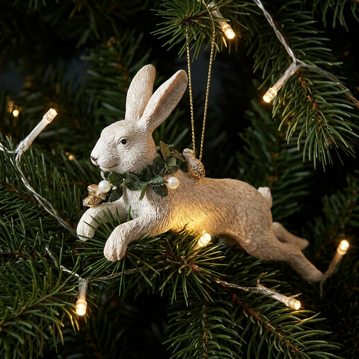 Silver Tree White Hare Ornament G79662
