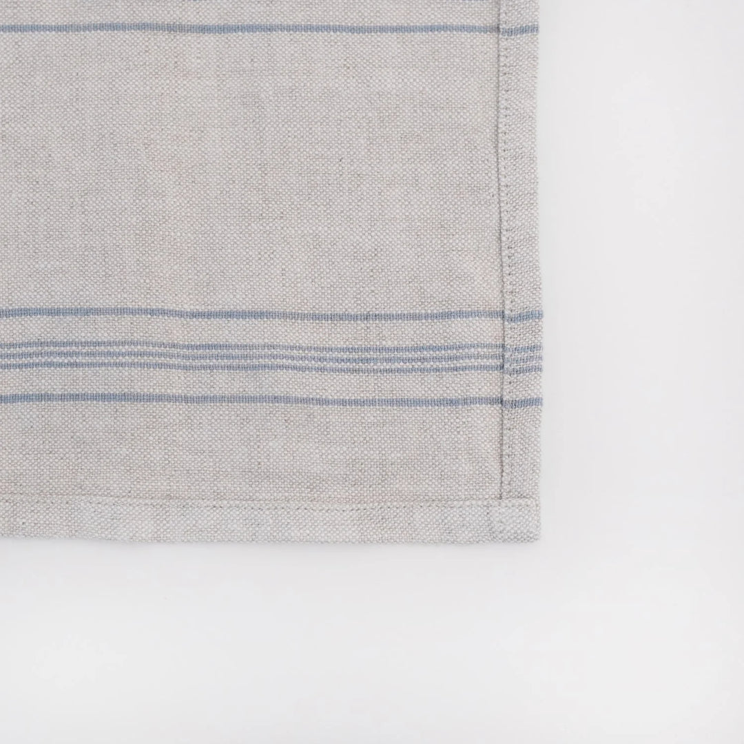 Linen Tales Grey/Blue Wide Stripe Table Runner