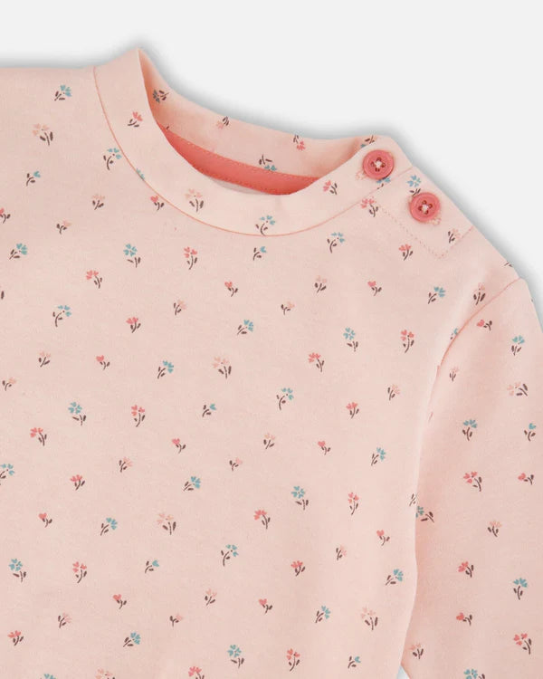 Deux Par Deux Baby Girl 2 Pce. Pant Set   H20B11   Printed Small Flowers On Pink **