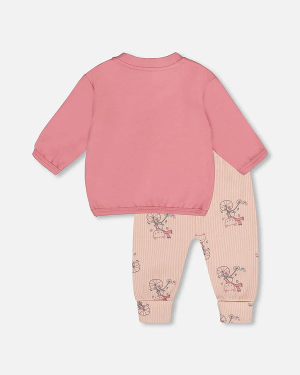 Deux Par Deux Baby Girls 2 Pce. Legging Set   H20B11   Printed Cats on Bicycle **