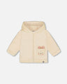 Deux Par Deux Baby Girl Plush Hooded Jacket   H20B30-101   Off White
