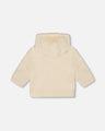 Deux Par Deux Baby Girl Plush Hooded Jacket   H20B30-101   Off White
