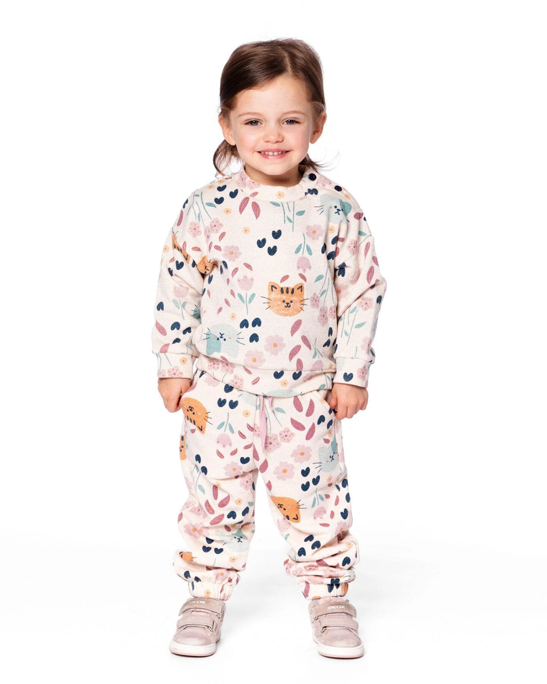 Deux Par Deux Baby Girl Sweatshirt   H20E32  Printed Oatmeal Cat **