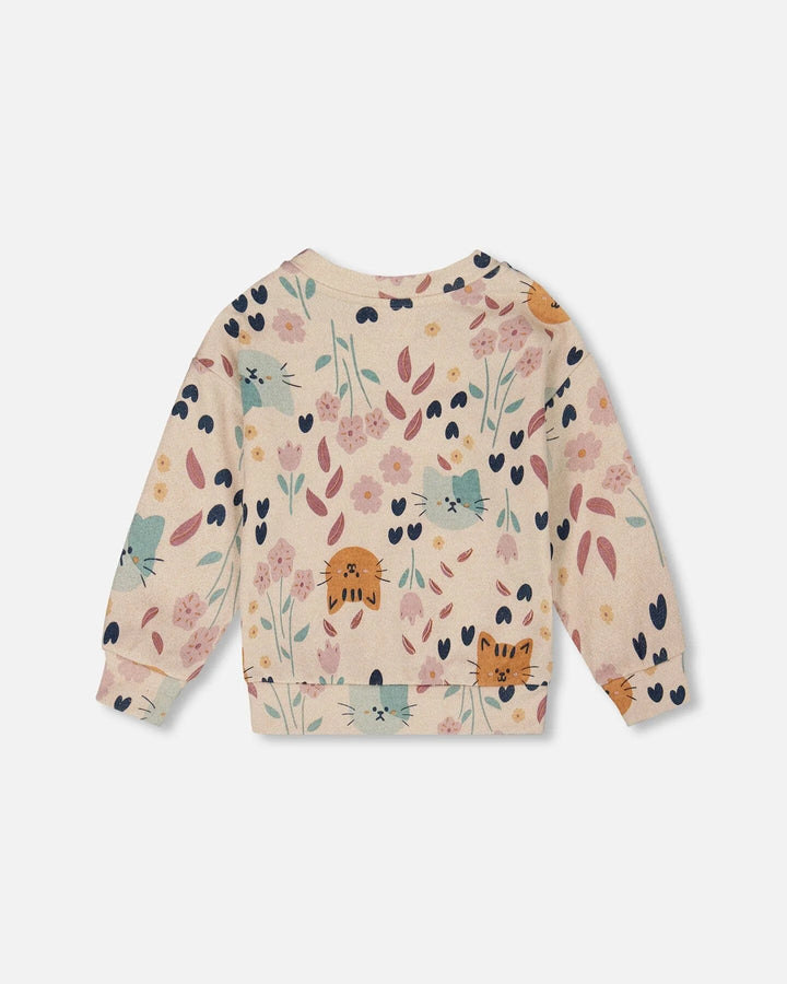 Deux Par Deux Baby Girl Sweatshirt   H20E32  Printed Oatmeal Cat **