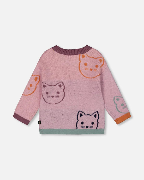 Deux Par Deux Baby Girl Knit Jacquard Sweater   H20ET72   Dawn Pink **