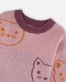 Deux Par Deux Girls Knit Jacquard Sweater   H20ET72    Dawn Pink