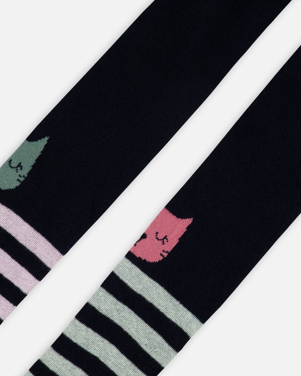 Deux Par Deux Baby Girl Knit Tights   H20ET   Black Iris