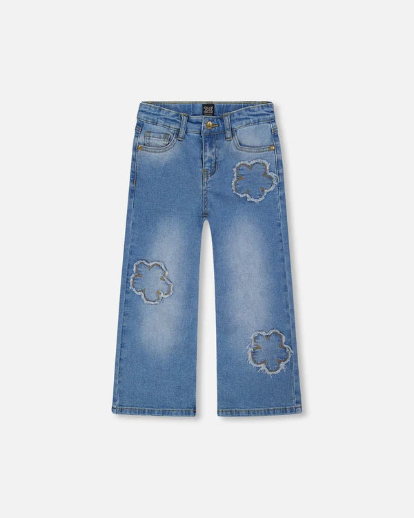 Deux Par Deux Girls Wide Leg Jeans   H20G20-125   Light Blue Denim