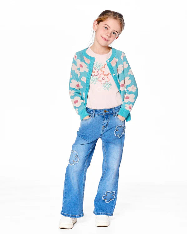 Deux Par Deux Girls Wide Leg Jeans   H20G20-125   Light Blue Denim