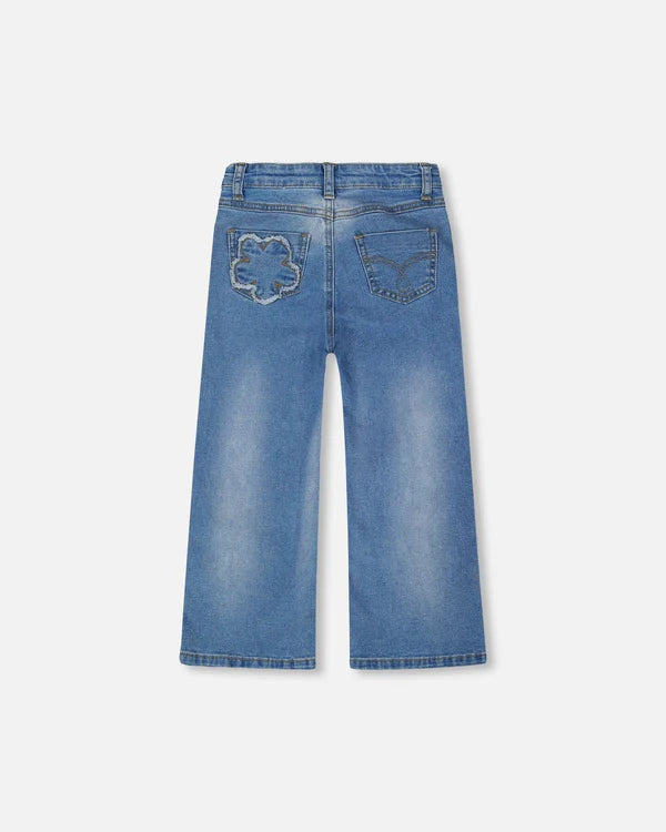 Deux Par Deux Girls Wide Leg Jeans   H20G20-125   Light Blue Denim