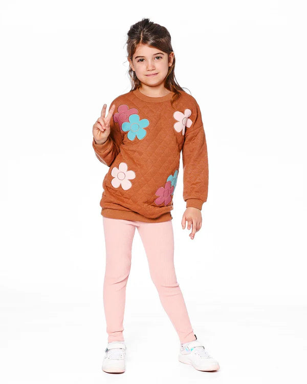 Deux Par Deux Girls Quilted Tunic   H20G78-118   Mocha Mousse **