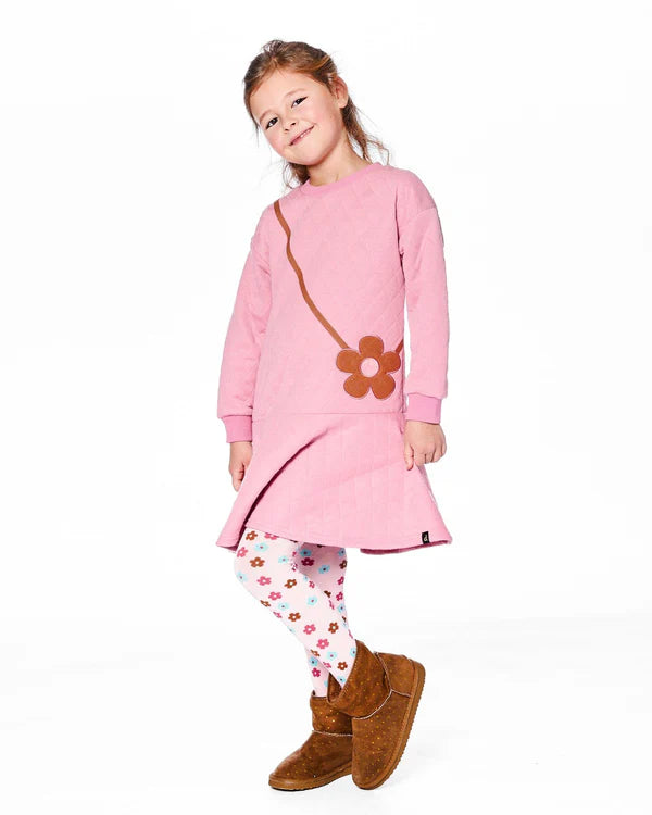 Deux Par Deux Girls Quilted Dress   H20G85   Orchid Smoke