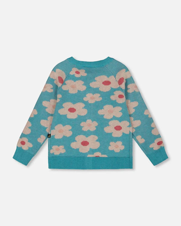 Deux Par Deux Girls Knit Cardigan   H20GT31-282   Blue Turquoise