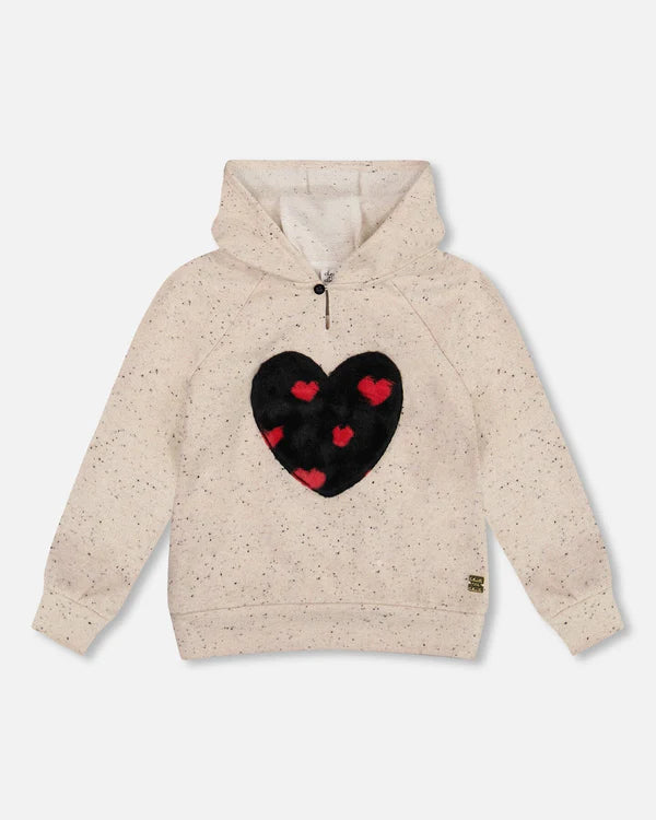 Deux Par Deux Girls French Terry Hoodie   H20H31    Oatmeal With Lurex **