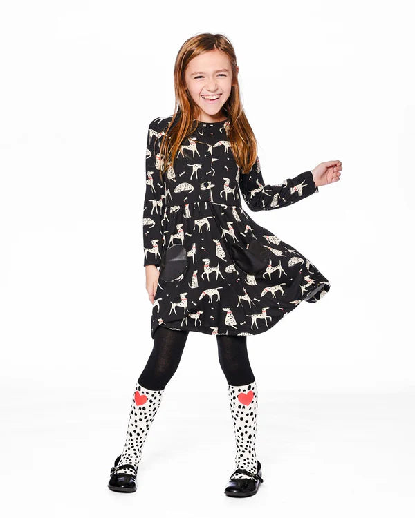 Deux Par Deux Henley Style Jersey Dress   H20H87   Printed Dalmation **