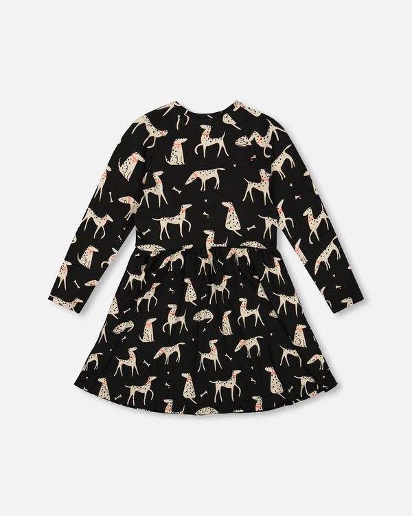 Deux Par Deux Henley Style Jersey Dress   H20H87   Printed Dalmation **